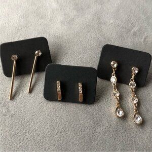 Set of 3 ~ Earrings ~ Dangle Drop Gold Tone ~ Brand New
